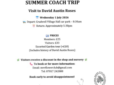 North Wiltshire Flower Club Summer Coach Trip to David Austin Roses